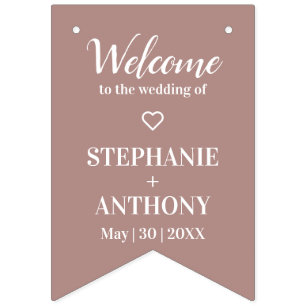 Minimalistisk Dusty Ro och White Bröllop Vimplar