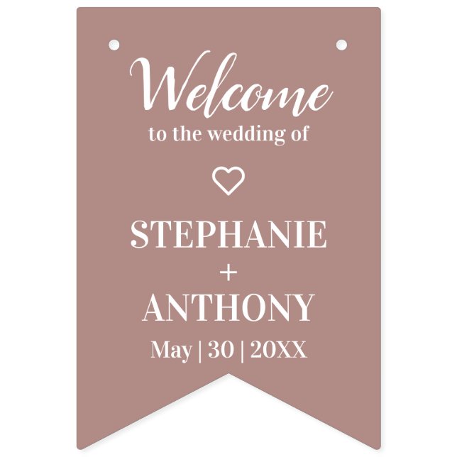 Minimalistisk Dusty Ro och White Bröllop Vimplar (Första flaggan)