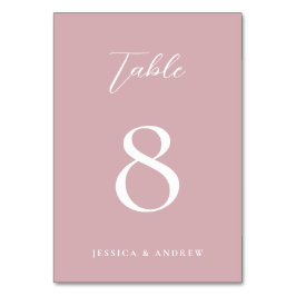 Minimalistisk Dusty Rosa & White Simple Bröllop Bordsnummer