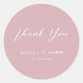 Minimalistisk Dusty Rosa & White Simple Bröllop Runt Klistermärke