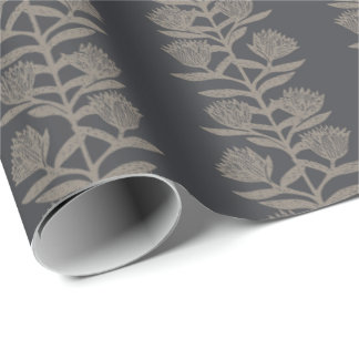 Minimalistisk dyster botanisk Blommig träkol svart Presentpapper