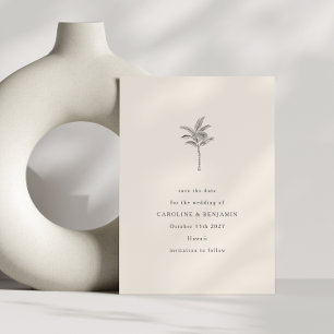 Minimalistisk Ecru Palmtree Linje Konst Elegant Br Spara Datumet