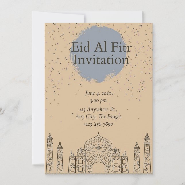  Minimalistisk Eid al Fitr-färgstark Inbjudningar (Framsida)