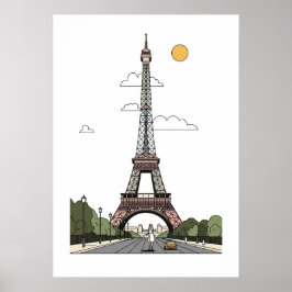 Minimalistisk Eiffeltorn Paris Affisch