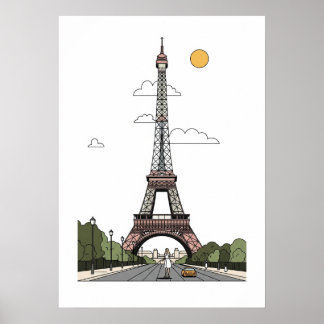 Minimalistisk Eiffeltorn Paris Affisch