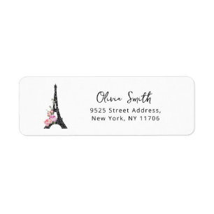 Minimalistisk Eiffeltorn Paris tema returadress Etikett