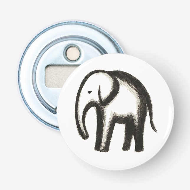 Minimalistisk elefant - djärv djurdesign i Bläck p Flasköppnare (Framsidan)