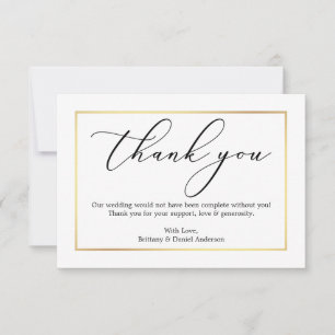 Minimalistisk elegance Calligraphy Bröllop Guld Ra Tack Kort