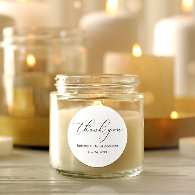 Minimalistisk elegance Calligraphy Bröllop Runt Klistermärke (Skapare uppladdad)