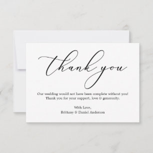Minimalistisk elegance Calligraphy Bröllop Tack Kort