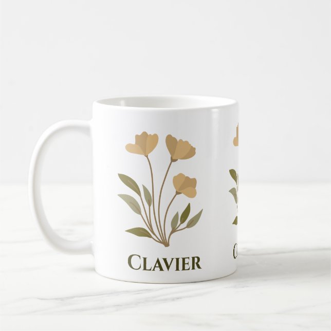 Minimalistisk Elegance vackra Flower Namn Clean Kaffemugg (Vänster)
