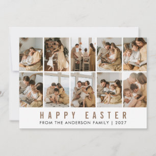 Minimalistisk Elegant 10 Bilder Grid Påsk Familj Julkort