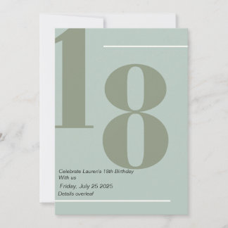 Minimalistisk, Elegant 18-års inbjudan