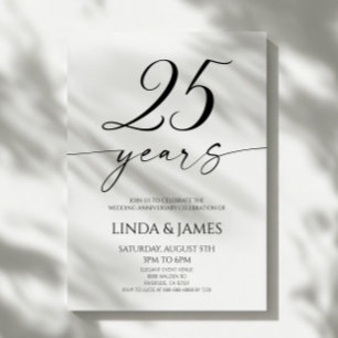 Minimalistisk Elegant 25-års Bröllopsjubileum Inbjudningar