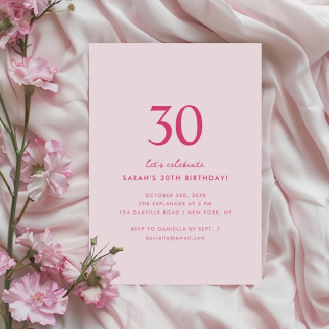 Minimalistisk Elegant 30-års Födelsedagsinbjudan Inbjudningar (Skapare uppladdad)