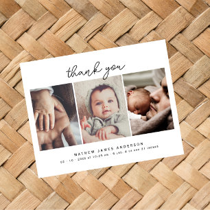 Minimalistisk Elegant 3 Bilder Tack Baby Shower Helg Vykort