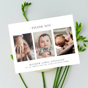 Minimalistisk Elegant 3 Bilder Tack Baby Vykort