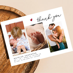 Minimalistisk Elegant 3 Foto Tack Babyfirande Kort