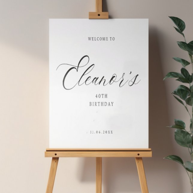 Minimalistisk Elegant 40-års Välkomst Födelsedagsa Poster (Skapare uppladdad)
