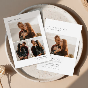 Minimalistisk Elegant 4 Fotos Kollage Bröllop Inbjudningar