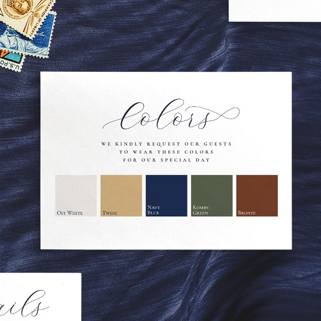 Minimalistisk Elegant 5 Färger Bröllopskläder  Tilläggskort (Minimalist Elegant 5 Colors Wedding Attire Enclosure Card)