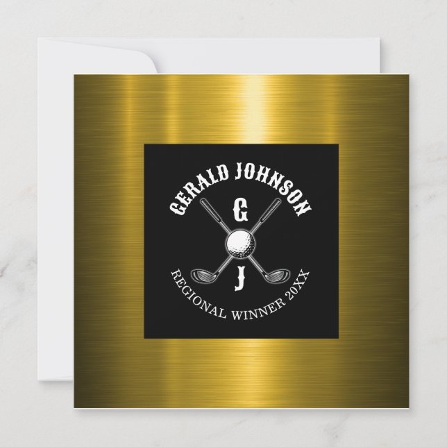 Minimalistisk Elegant Anpassad Golf Monogram Desig Inbjudningar (Framsida)