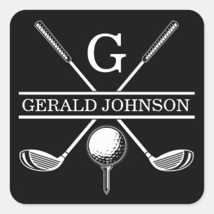 Minimalistisk Elegant Anpassad Golfmonogram Fyrkantigt Klistermärke