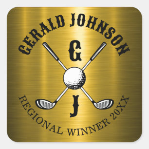 Minimalistisk Elegant Anpassad Golfmonogram Fyrkantigt Klistermärke