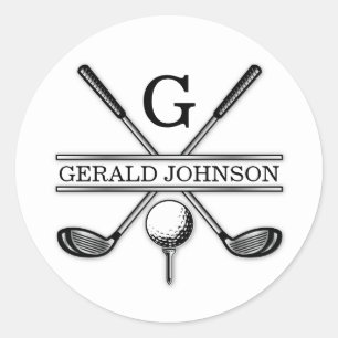 Minimalistisk Elegant Anpassad Golfmonogram Runt Klistermärke