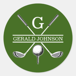 Minimalistisk Elegant Anpassad Golfmonogram Runt Klistermärke