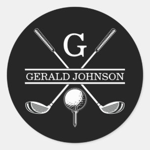 Minimalistisk Elegant Anpassad Golfmonogram Runt Klistermärke