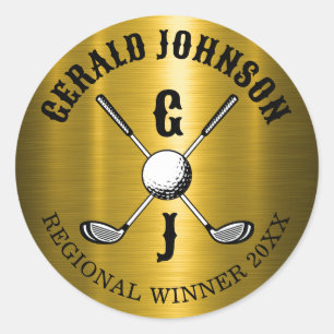 Minimalistisk Elegant Anpassad Golfmonogram Runt Klistermärke