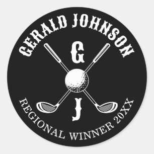 Minimalistisk Elegant Anpassad Golfmonogram Runt Klistermärke