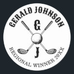 Minimalistisk Elegant Anpassad Golfmonogram Runt Klistermärke<br><div class="desc">Minimalistisk Anpassad Elegant Golfmonogram Design av Edward Eksi. Enkel modifiering av INITIALER och TEXTER för dina behov.</div>