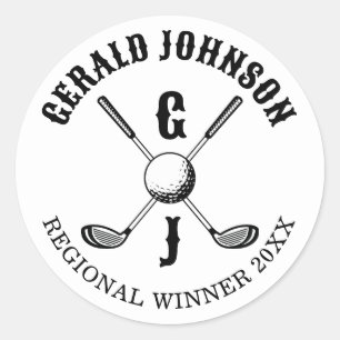 Minimalistisk Elegant Anpassad Golfmonogram Runt Klistermärke