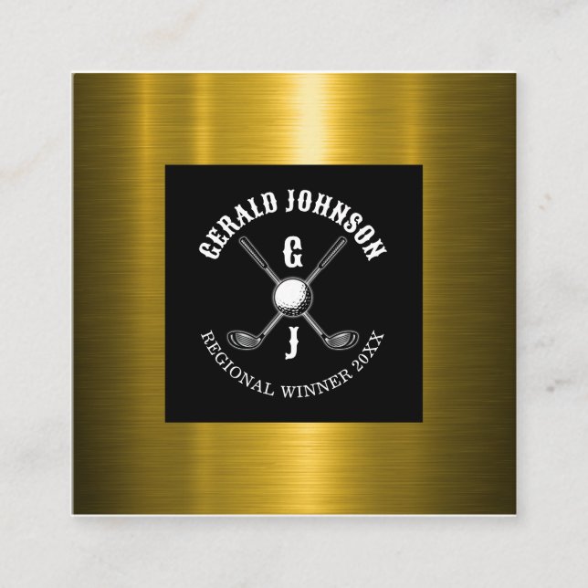 Minimalistisk Elegant Anpassad Golfmonogramdesign Fyrkantigt Visitkort (Framsida)