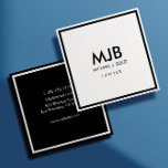 Minimalistisk Elegant av Professionell Vit och sva Fyrkantigt Visitkort<br><div class="desc">Ett fyrkantigt dubbla sidade svart och vitt affärskort. På framsidan visas en vit bakgrund med ett svart gräns, ett monogram, ditt namn och din titel. Baksidan är i inverterat färg visar kontakt och information om svart bakgrund Även tillgänglig i vitt. Minimalistisk och elegant professionell svart och vit. Det är ett...</div>