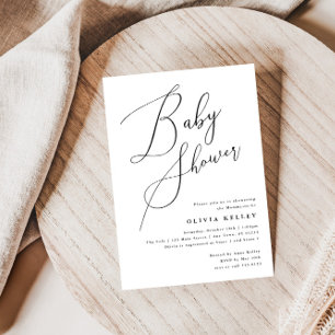 Minimalistisk Elegant Babykläder, svart och vit Inbjudningar