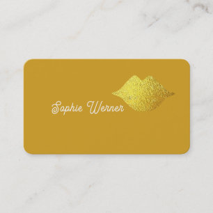 Minimalistisk Elegant Beauty Guld Läppar Dusty Mus Visitkort