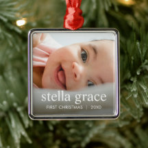 Minimalistisk Elegant Bebis Första Jul Foto