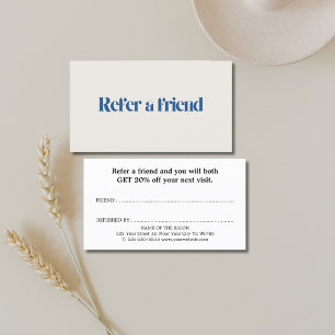 Minimalistisk Elegant Beige Blue Salon Rabattkort