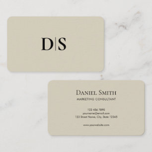 Minimalistisk Elegant Beige Monogram Initial Visitkort