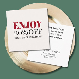 Minimalistisk Elegant Beige Red Shop Coupon Rabattkort