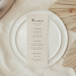 Minimalistisk Elegant Beige Script Bröllop Meny