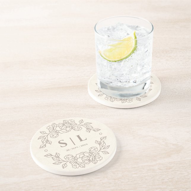 Minimalistisk Elegant Benvit Blommigt Bröllop Underlägg (Sidan)