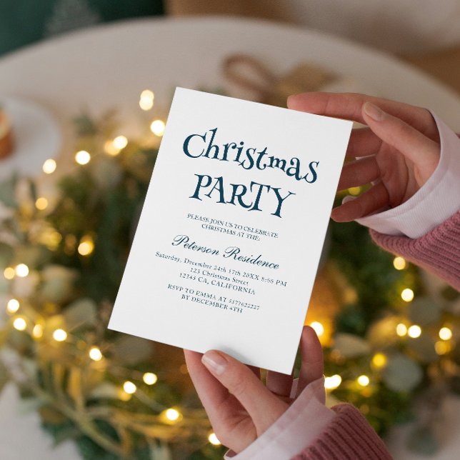 Minimalistisk Elegant blå jul Party Inbjudningar (Skapare uppladdad)
