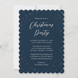 Minimalistisk Elegant Blå Julfest Inbjudningar