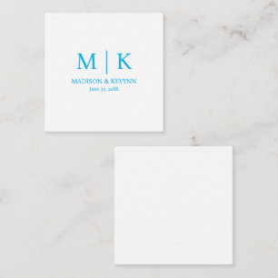 Minimalistisk & Elegant Blå Monogram Bröllop Anteckningskort
