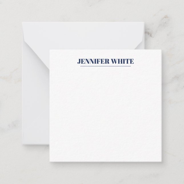 Minimalistisk Elegant, blå och vit, vanlig retro Anteckningskort (Framsida)