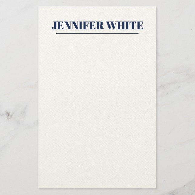 Minimalistisk Elegant, blå och vit, vanlig retro Brevpapper (Framsida)